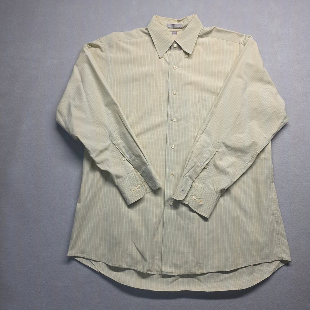 Geoffrey Beene Tan Grid Button Down Shirt Long Sleeve L
